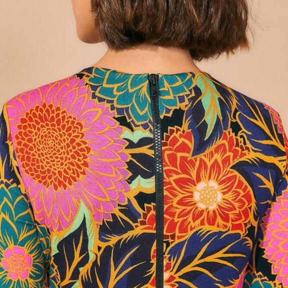 Farm Rio Black Vintage Garden Long Sleeve Midi-Dress (Size XL/NWT) - Picture 5 of 11